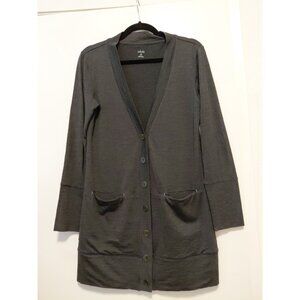 Icebreaker Women’s Cardigan Button Front Pockets Gray Small